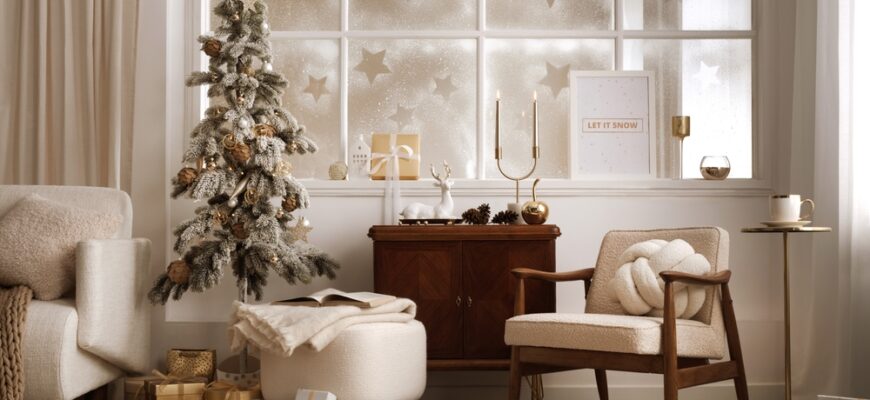 Amazing,And,Cozy,Christmas,Living,Room,Interior,With,Shelf,,Boucle
